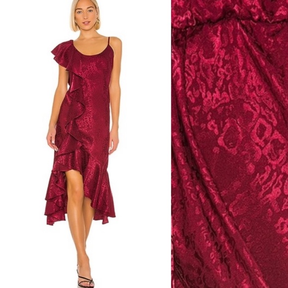 NWT House of Harlow Red Dress Tiered Ruffled Georgeta Dress Size XS Formal - Picture 4 of 6